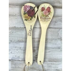Upcycled Decorative Wooden Spoon Set Hand Painted Floral Cottagecore Wall Decor